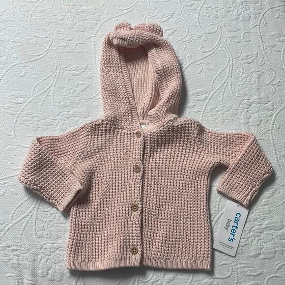 NWT Carter’s Pink 100% Cotton Knit Sweater Size 6 months - Picture 1 of 6